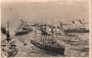 Imperial Russian Navy Battleship Fleet in Harbor RARE c1904 Postcard