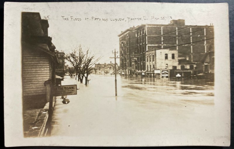 Mint USA RPPC Real Picture Postcard Dayton Ohio The Flood Fifth And Ludlow