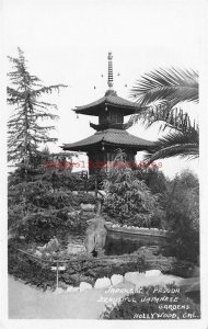CA, Hollywood, California, Japanese Gardens, Japanes Pagoda, RPPC