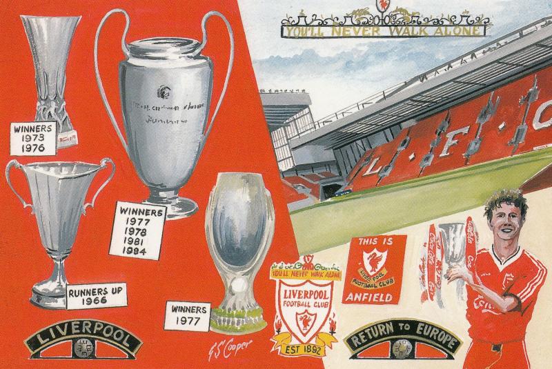 Liverpool Anfield Football Club Stadium The New Cop Painting 1995 Postcard