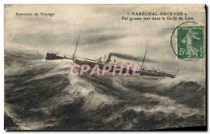 Old Postcard Marechal Bugeaud boat in heavy seas in the Gulf of Lion