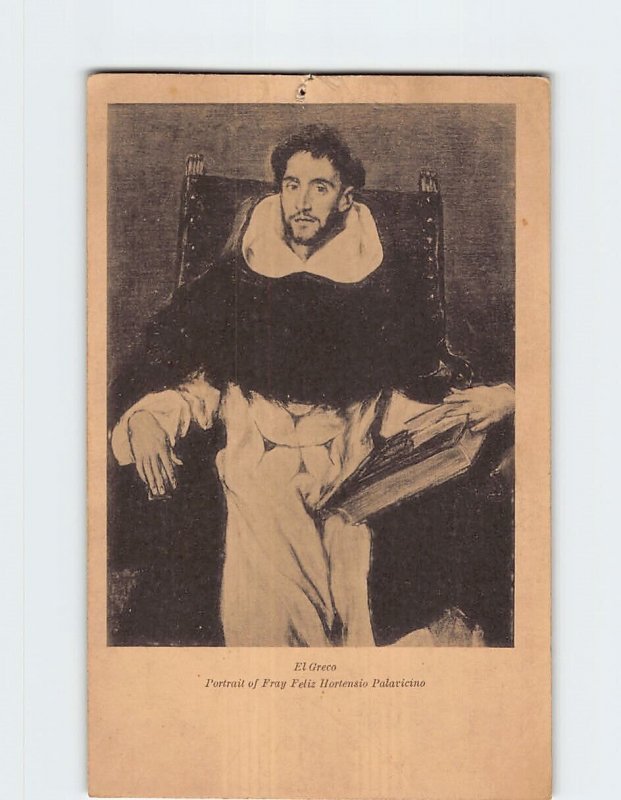 Postcard Portrait of Fray Feliz Hortensio Palavicino By El Greco Boston MA USA