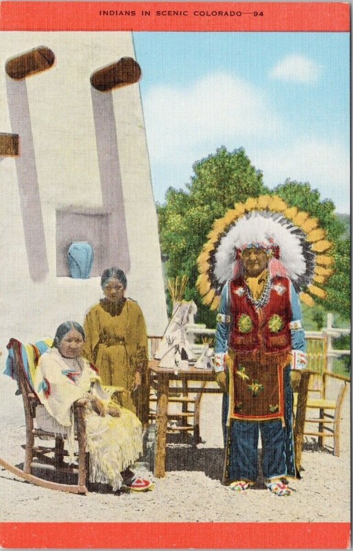 Colorado CO Native American People Indigenous Unused Linen Postcard G97 