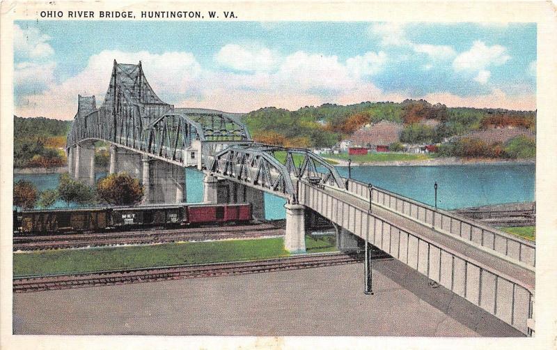 B41/ Huntington West Virginia WV Postcard 1935 Ohio River Bridge