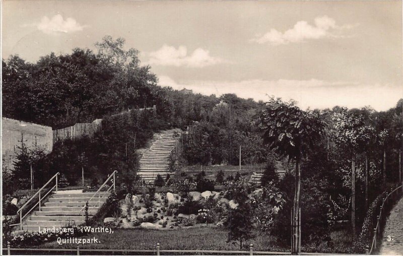 L053 Germany 1932 Landsberg Quilitzpark Garden RPPC vintage postcard