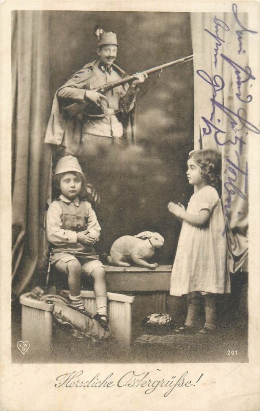 Unit of 2 WWI Easter greetings postcards 1918