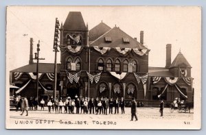 J87/ Toledo Ohio RPPC Postcard c1910 G.A.R. Reunion Railroad Depot 1369