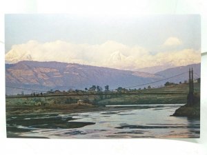 Sunset on The Bagmati River Kathmandu Nepal Vintage Postcard