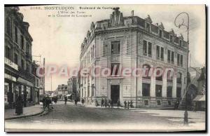 Old Postcard Montlucon Boulevard Courlais Hotel Post and the Chamber of Commerce