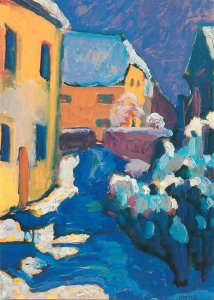 art signed Postcard Friedhof und Pfarrhaus in Kochel painting by W. Kandinsky