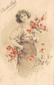 Art Nouveau Lady Chocolat Louit Advertising Vintage Postcard 08.31