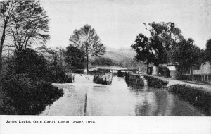 G6/ Canal Dover Ohio Postcard c1910 Jones Lock Canal Towpath