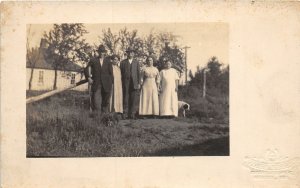 H97/ Macon Missouri RPPC Postcard c1910 Family Pet Dog Home  87