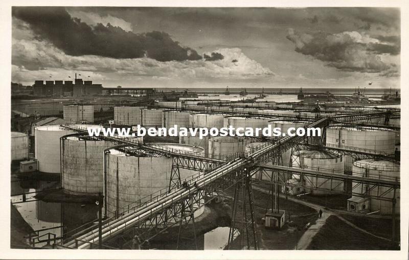 romania, CONSTANTA CONSTANȚA, Harbour Scene, Oil Tanks (1930s) RPPC