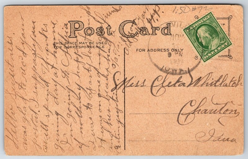 Holiday~Girl Holding Turkey Thanksgiving Day~Vintage Postcard