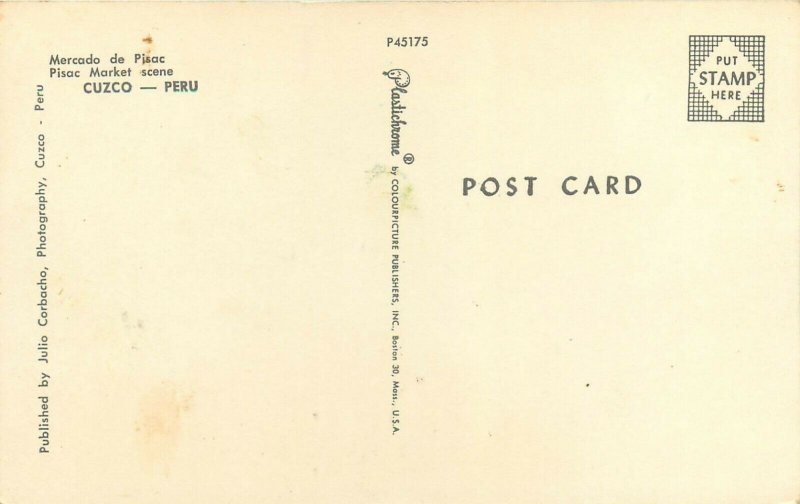 Native at Pisac Market Scene Cuzco Peru Postcard