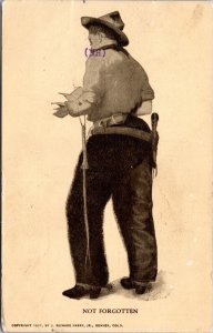 Postcard Greetings - Not Forgotten - cowboy reading letter - J.Richard Parry