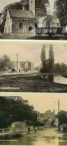 (3) Postcards RPPC 2- Bourton-on-the-Water & Old Church, Broadway, England.  R5