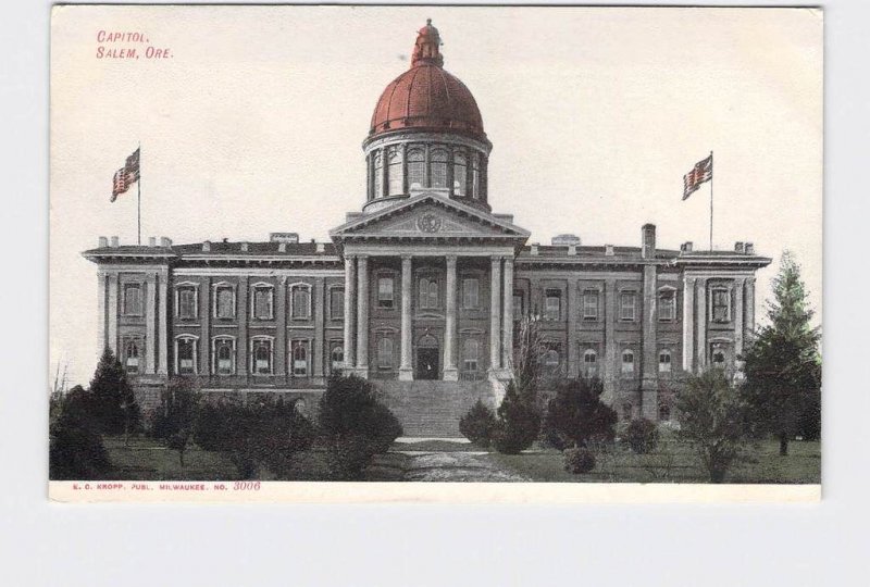 PPC POSTCARD OREGON SALEM CAPITOL STREET VIEW OF ENTRANCE UNDIVIDED BACK 