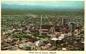 Vintage Postcard 1920's Aerial View City Hall Civic Center Capitol Denver CO