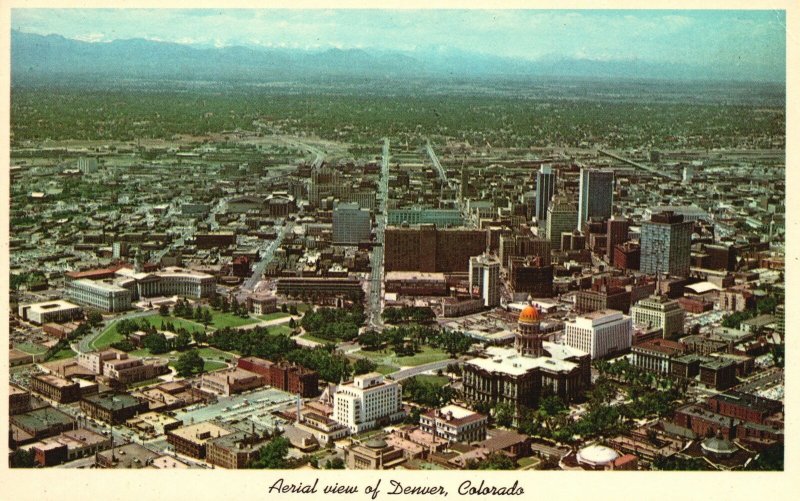 Vintage Postcard 1920's Aerial View City Hall Civic Center Capitol Denver CO