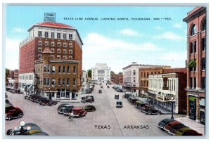 c1950's State Line Avenue From North Classic Cars Texarkana Arkansas AK Postcard