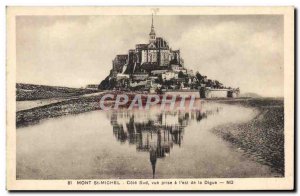 Old Postcard Mont St Michel Cote Sud Vue Prize de la Digue