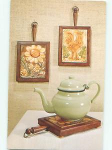 Pre-1980 This Is A Postcard STYLE TILE & TEAPOT BY NATIONAL HANDCRAFT AC7380