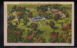 Virginia postcard Aeroplane view of Mt Vernon unused