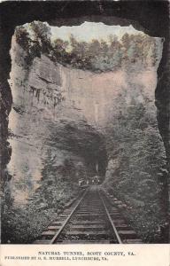 C45/ Scott County Virginia Postcard c1910 Natural Railroad Tunnel Loco Gate City