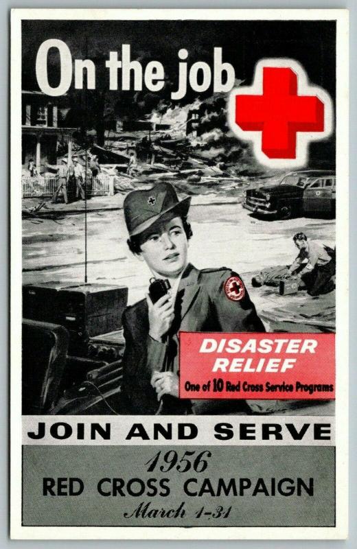 Red Cross Nurse~On the Job~Disaster Relief Join & Serve~Radio~Ambulance~1956 PC 