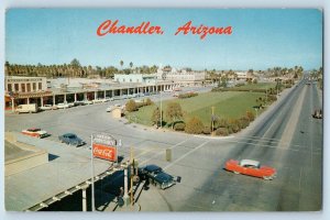 Chandler Arizona AZ Postcard Aerial View Five Star City Classic Cars Street 1960