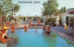 Desert Hot Springs California pool scene Tradewinds Hotel vintage pc Y14566
