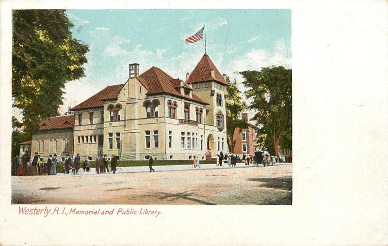 1901-07 Print Postcard; Westerly RI Memorial and Public Library Washington Co.