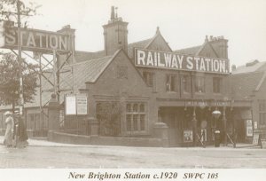New Brighton Railway Train Station in 1920 Postcard