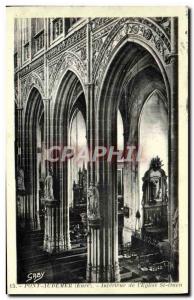 Old Postcard Pont Audemer Interior L & # 39Eglise Saint Ouen