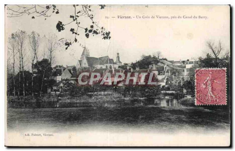 Old Postcard Vierzon Vierzon A corner taken from the Berry canal