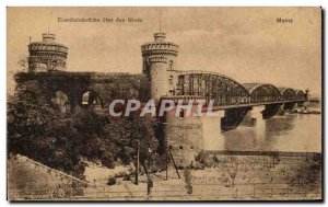 Old Postcard Mainz Eisenbahnbrücke uber den Rhein