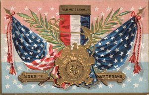 American Civil War Sons of Veterans Memorial Day Flags Vintage Postcard