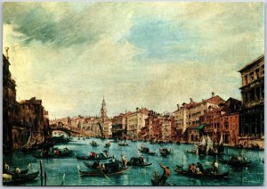 Francesco Guardi Veduta Del Canal Grande Painting Boating Building Postcard