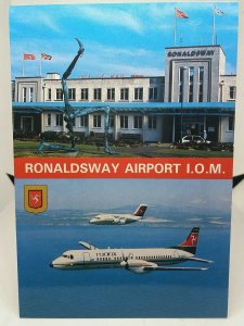 Ronaldsway Airport Isle Of Man UK Vintage Multiview Postcard IOM Manx Airlines