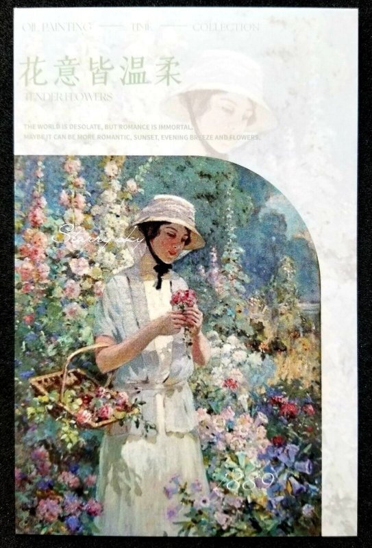 [AG] P645 Romantic Classic Oil Painting Garden Flower Flora Women (postcard *New