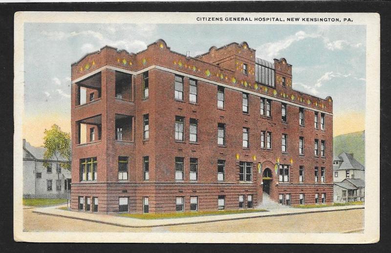 Citizens Hospital Outside View New Kensington PA Used c1921