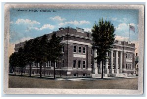 Rockford Illinois IL Postcard Masonic Temple Exterior Roadside Flag 1916 Vintage