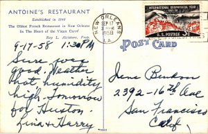 Historic Antoines Restaurant St Louis Street New Orleans Louisiana WB Postcard 