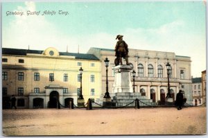 VINTAGE POSTCARD STATUE OF ADOLFS TORG GOTHENBORG SWEDEN c. 1910 PRINTED GERMANY