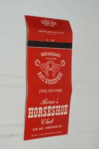 Reno's Horseshoe Club Nevada 30 Strike Matchbook Cover