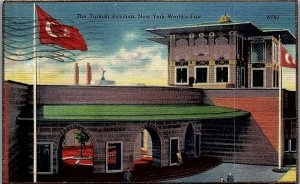 1939 NEW YORK WORLD'S FAIR THE TURKISH PAVILION LINEN POSTCARD 38-8