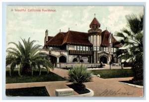 1907 View of Home Pathway, Big California Residence Posted Postcard 