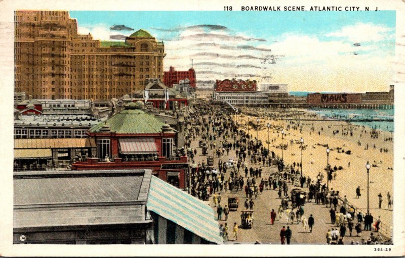 New Jersey Atlantic City Boardwalk Scene 1932 Curteich